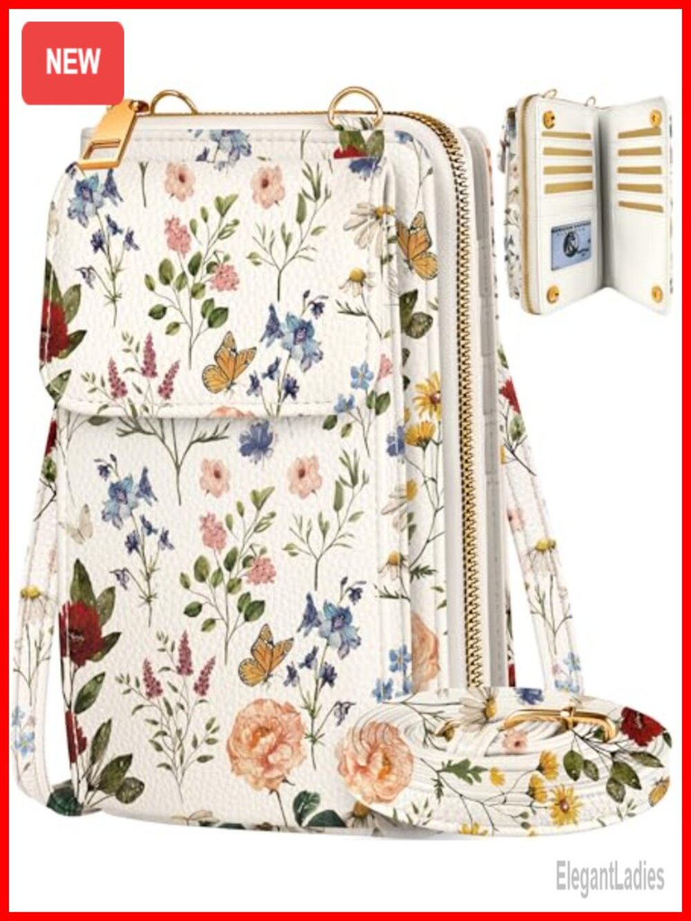 Leather Crossbody Cell Phone Purse with 10 Card Slots